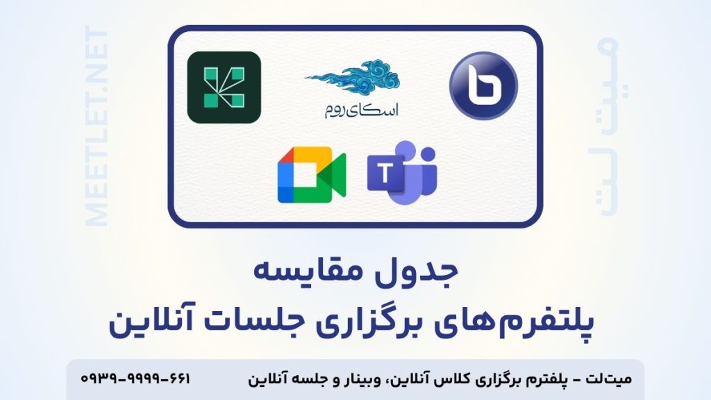 جدول مقایسه پلتفرم های برگزاری وبینار