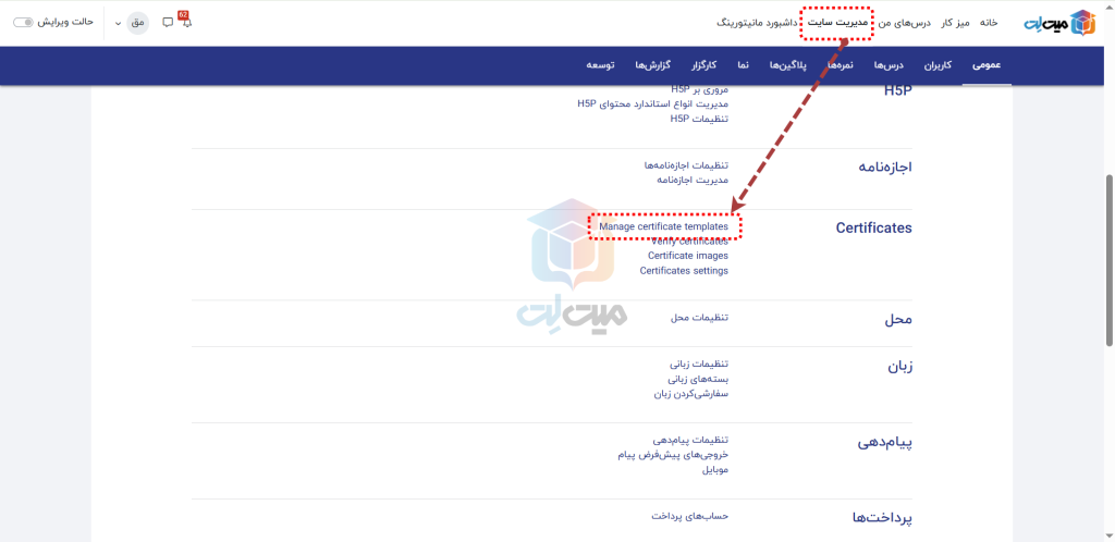 قالب های گواهینامه مودل